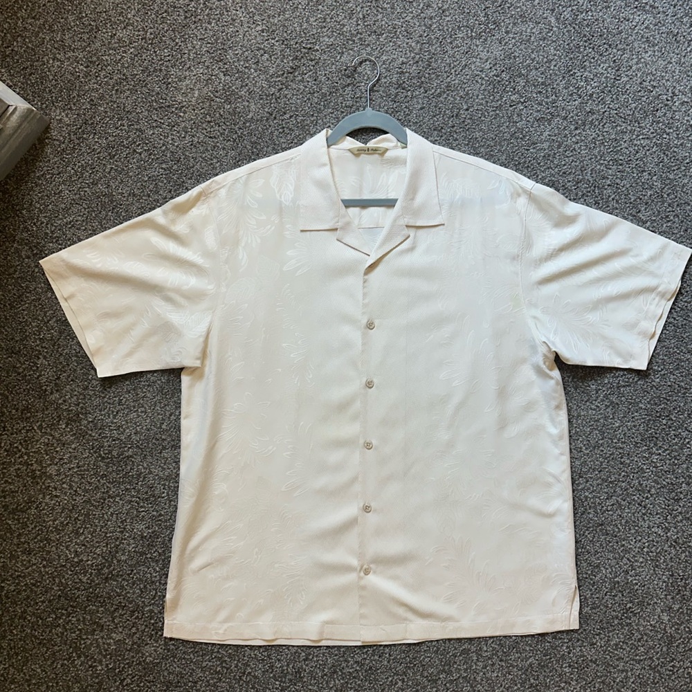 Men's Tommy Bahama Classic Cream Short Sleeve Shirt